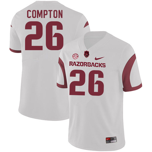 Men #26 Kevin Compton Arkansas Razorbacks College Football Jerseys Sale-White - Click Image to Close
